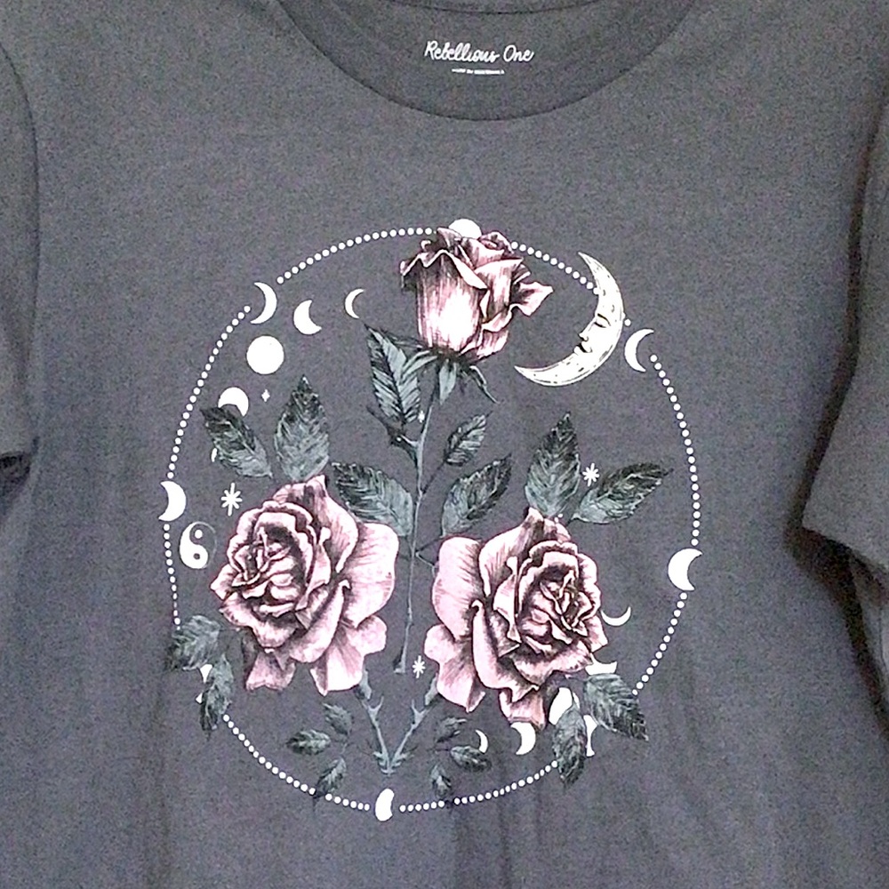 Rebellious One Juniors' Roses Graphic T-Shirt - Picture 6 of 6